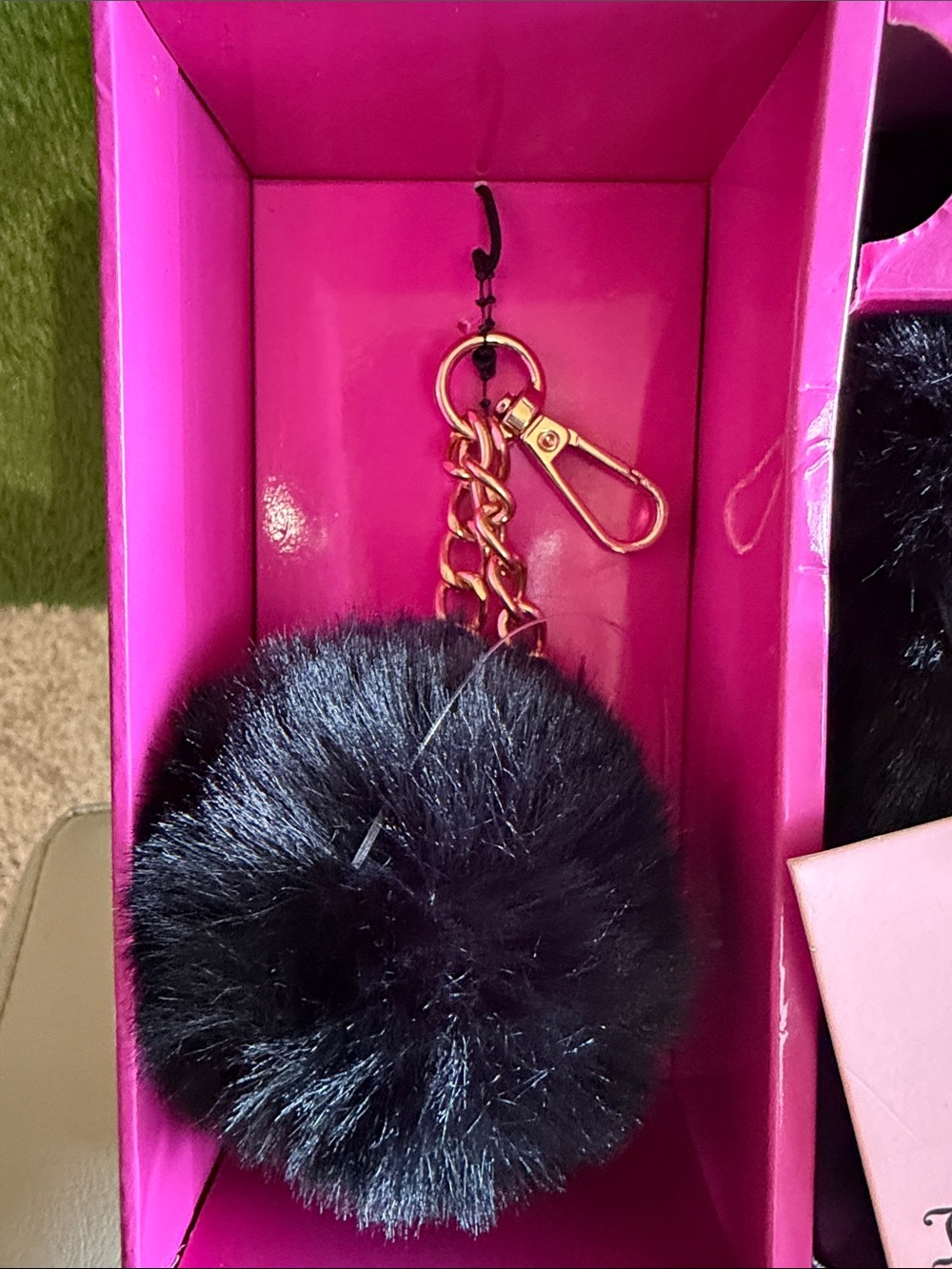 Juicy Couture Black Faux Fur bag with Gold Logo and Pom Charm - Picture 3 of 6